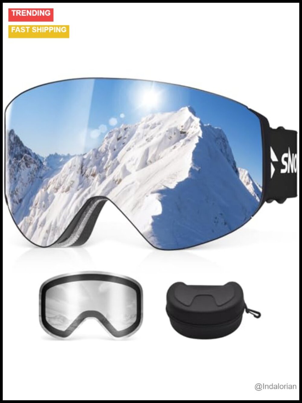 Ski Goggles Snowboard Goggles Anti-Fog UV400 with 2 Detachable Magnet Lenses